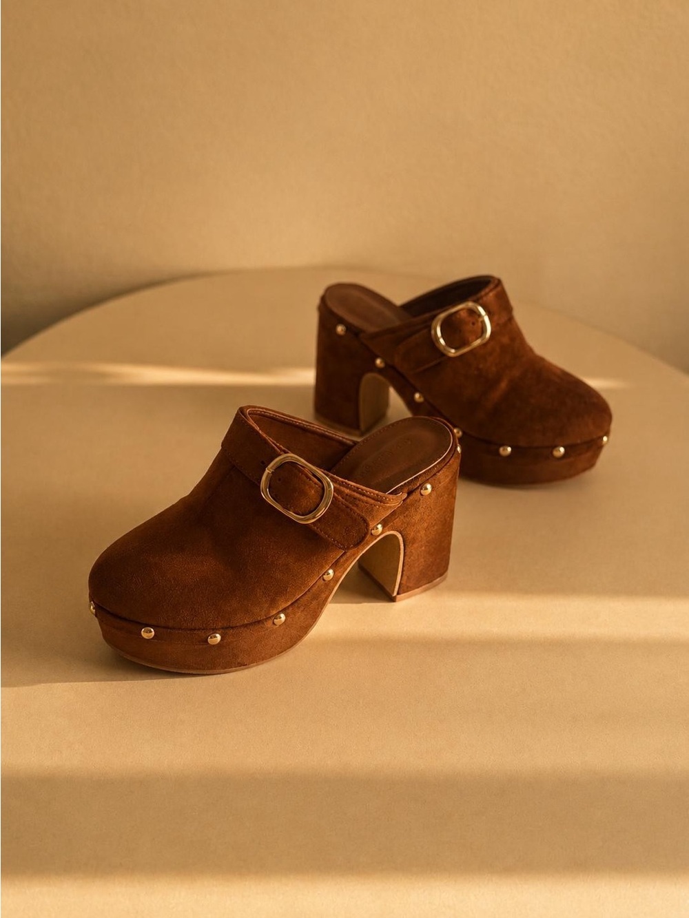 Retro Muse Studded Platform Clog with Adjustable Buckle Strap - Picture 2 of 4
